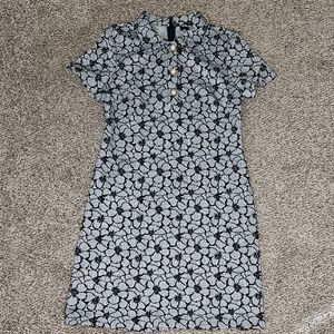 Karl Lagerfeld Black and White Polo Collar Sheath Mini Dress